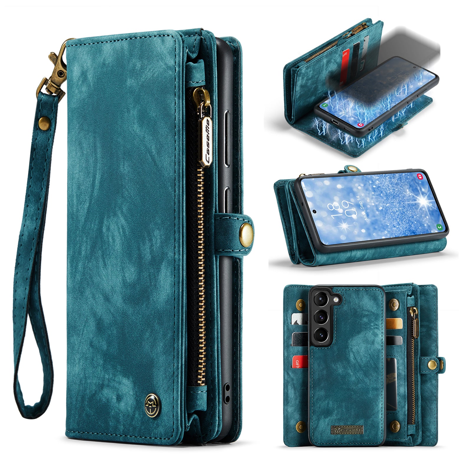 CASEME 008 Series for Samsung Galaxy S23 Multi-Functional PU Leather Foldable Stand Cover Detachable Magnetic Zipper Wallet Case CASEME 008 Series for Samsung Galaxy S23 Multi-Functional PU Leather Foldable Stand Cover Detachable Magnetic Zipper Wallet Case